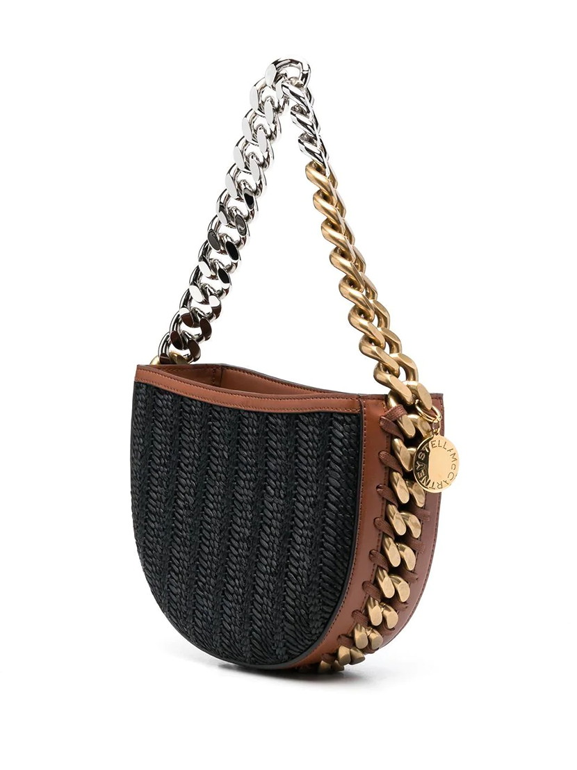 Frayme Woven Raffia Shoulder Bag (Black)