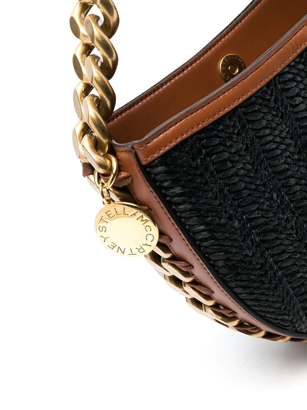 Frayme Woven Raffia Shoulder Bag (Black)