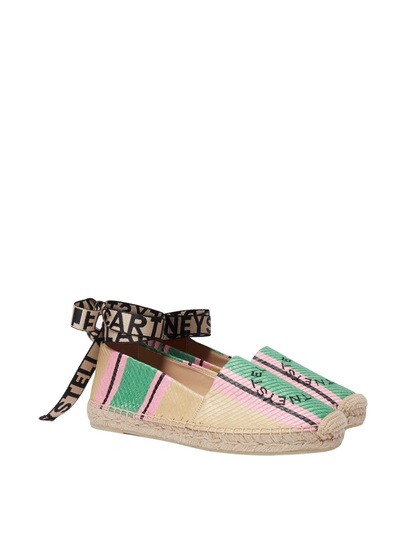 Stella McCartney Gaia Striped Raffia Espadrilles Green 2