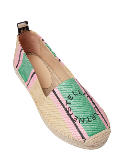 Stella McCartney Gaia Striped Raffia Espadrilles Green 3