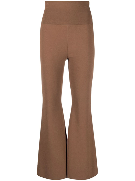 Technical Knit Flared Trousers (Brown)
