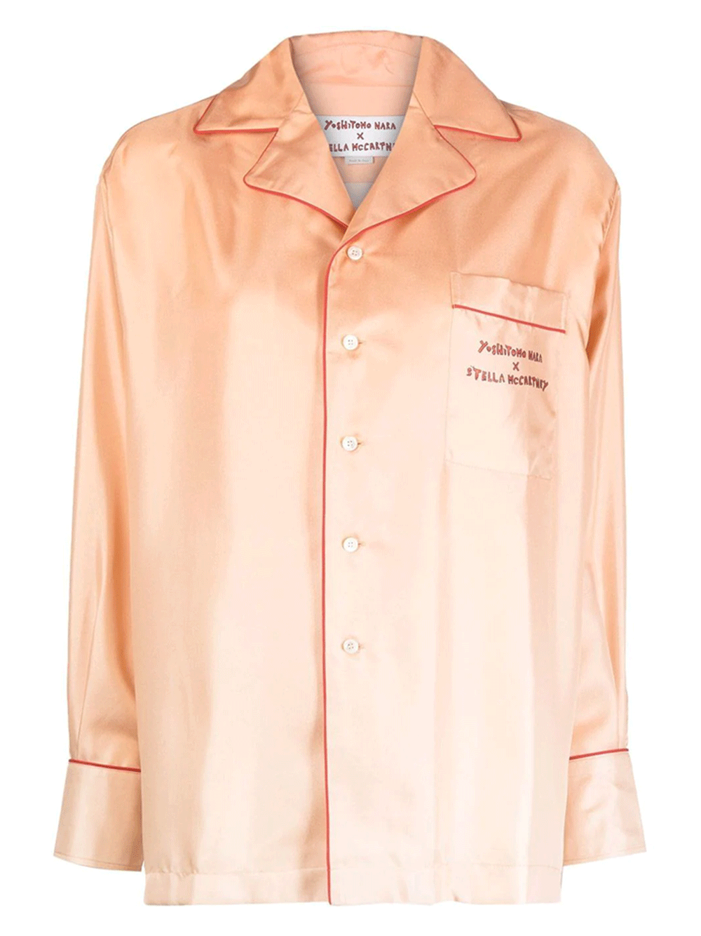 Twins I Print Silk Twill Shirt (Salmon Pink)