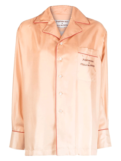 Twins I Print Silk Twill Shirt (Salmon Pink)