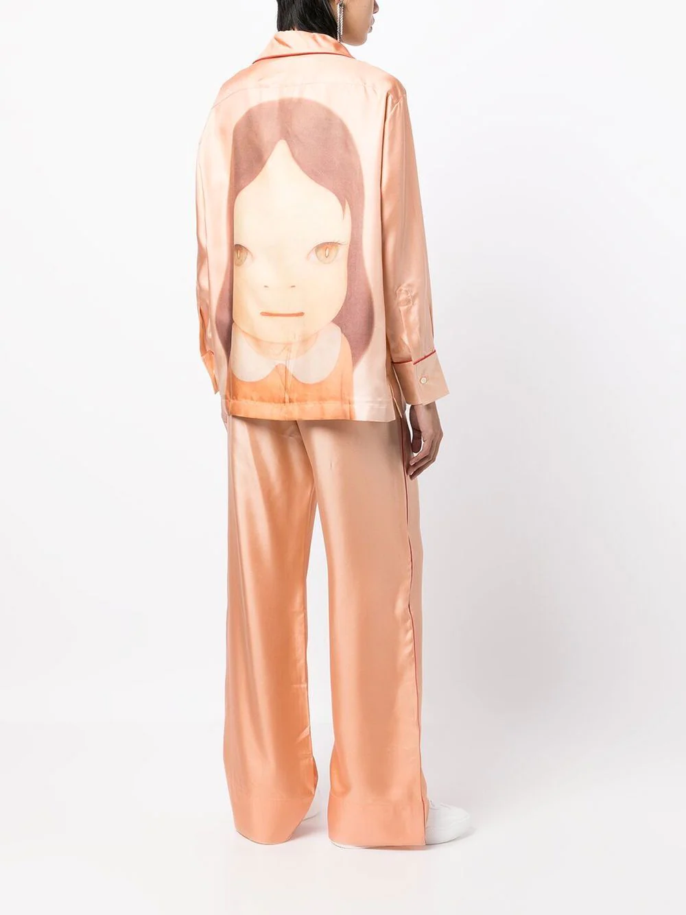 Twins I Print Silk Twill Shirt (Salmon Pink)