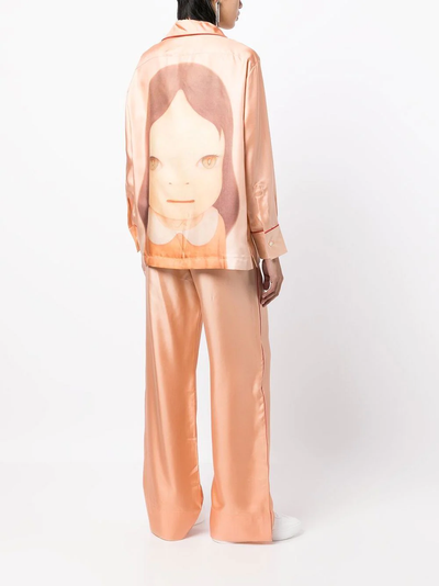 Twins I Print Silk Twill Shirt (Salmon Pink)