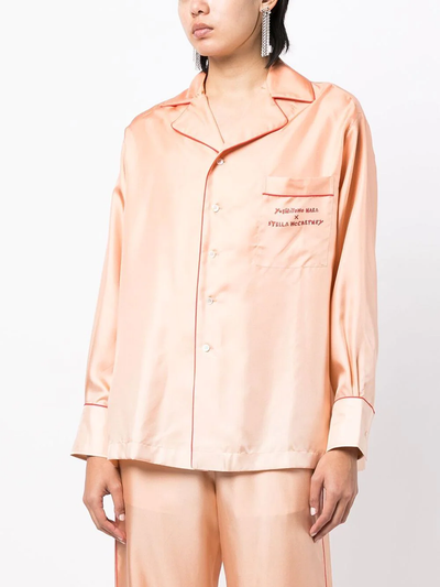 Twins I Print Silk Twill Shirt (Salmon Pink)