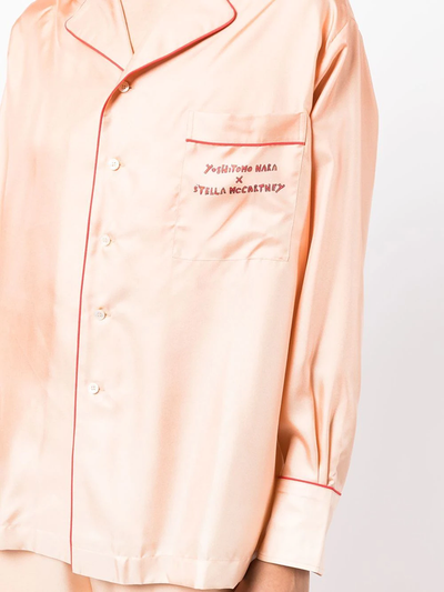 Twins I Print Silk Twill Shirt (Salmon Pink)