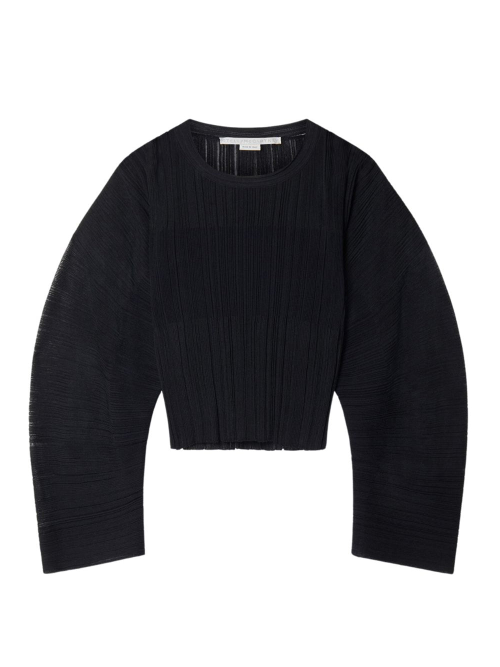 Banana Sleeve Plisse Pleat Knit Top (Black)