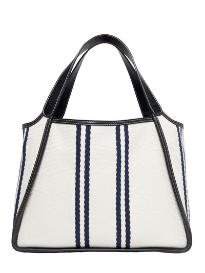 Logo Ryder Striped Tote (White/Ink)