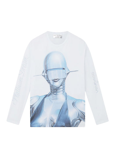 Sexy Robot Long-Sleeve Organic Cotton T-Shirt (Pure White)
