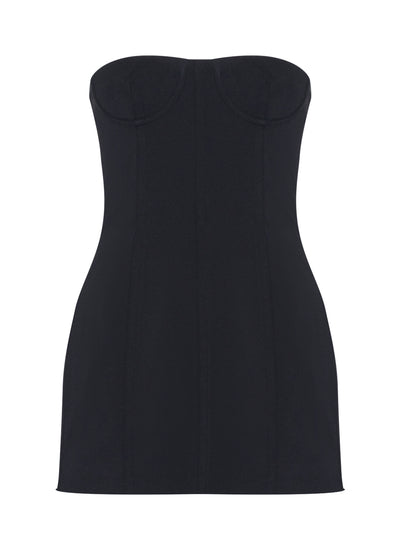 Strapless Bodycon Top With Side Slits (Black)