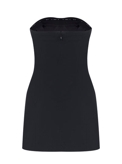 Strapless Bodycon Top With Side Slits (Black)