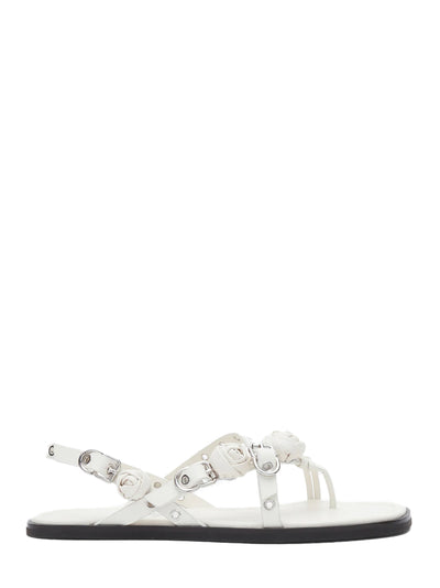 Strappy Eyelet Sandal With Rosettes (Ant. White)