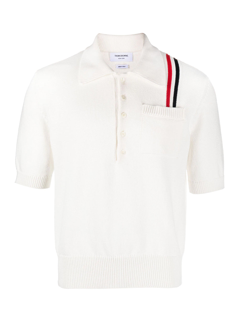 Striped Cotton Polo Shirt (White)