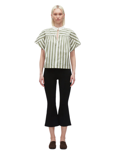 Striped Open Neck Top with Ties (Thyme Multi)