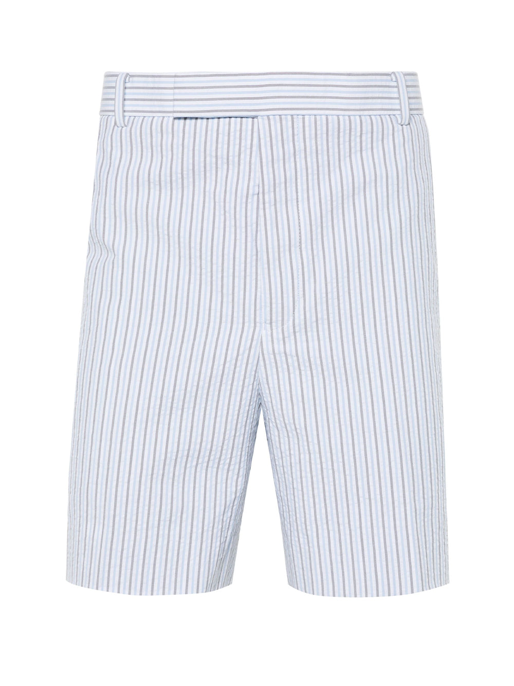 Striped Seersucker Cotton Shorts (Light Blue)