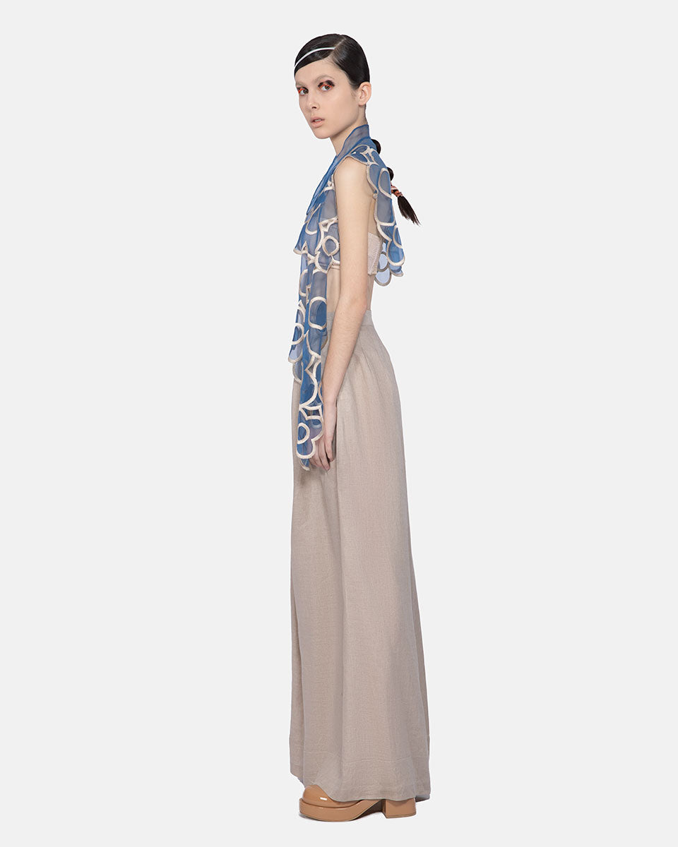 Clover Embroidered Organza Vest (Light Blue/Ecru)
