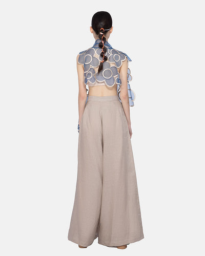 Clover Embroidered Organza Vest (Light Blue/Ecru)