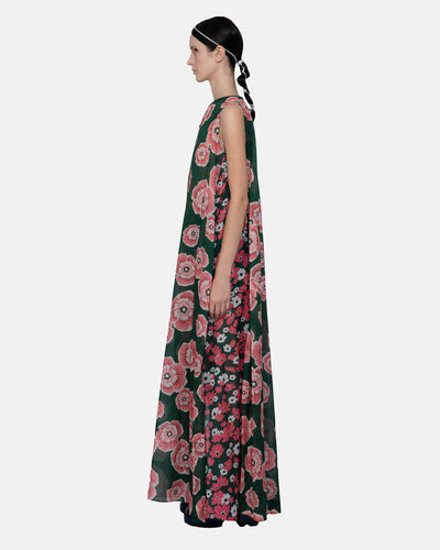 Lightweight Cotton Print Tunic Dress (Green/Pink)