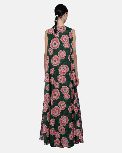 Lightweight Cotton Print Tunic Dress (Green/Pink)