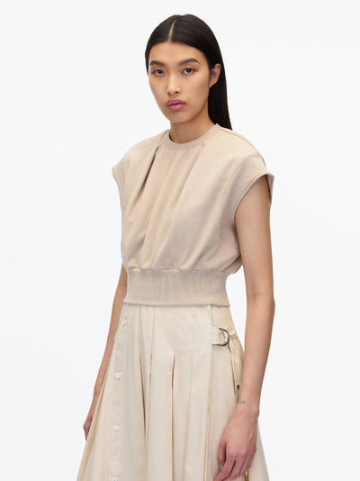 Sweatshirt Combo Dress with Pleated Skirt (Concrete)