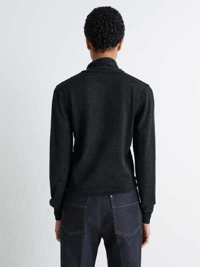 Twisted Cardigan With Scarf (Anthracite)