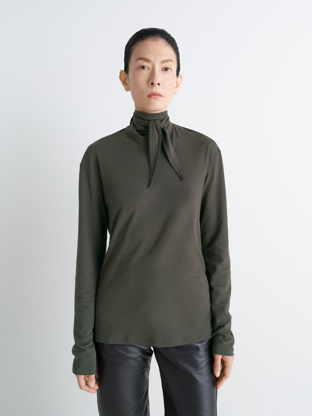 Long Sleeve Foulard Top (Dark Espresso)