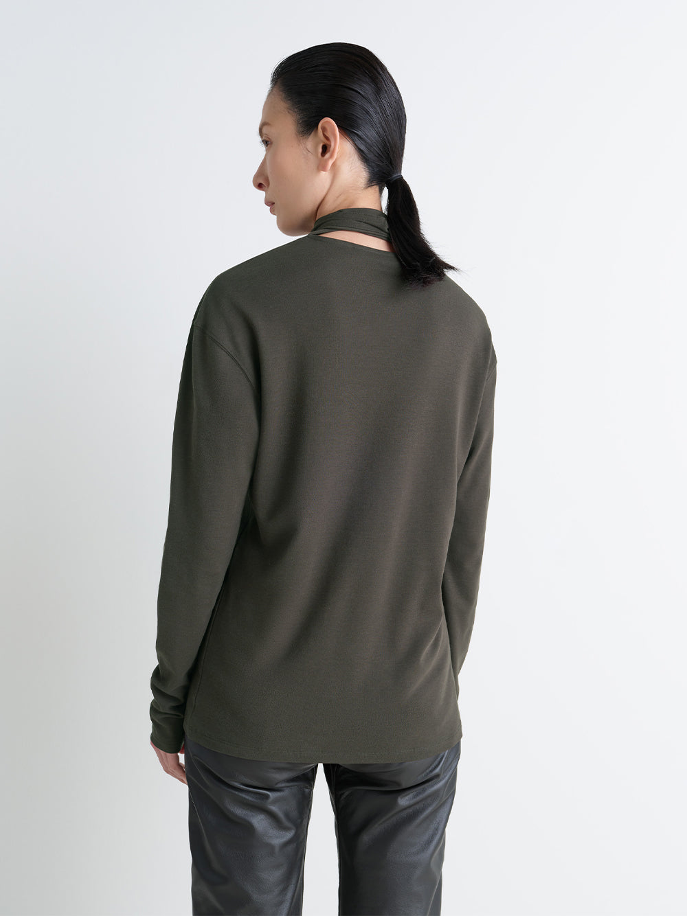 Long Sleeve Foulard Top (Dark Espresso)