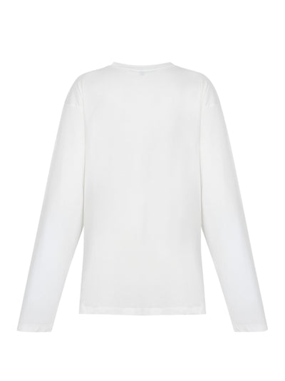 T-shirt C/neck Long Sleeve Off White