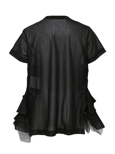 Polyester Tricot X Nylon Tulle Tee Black
