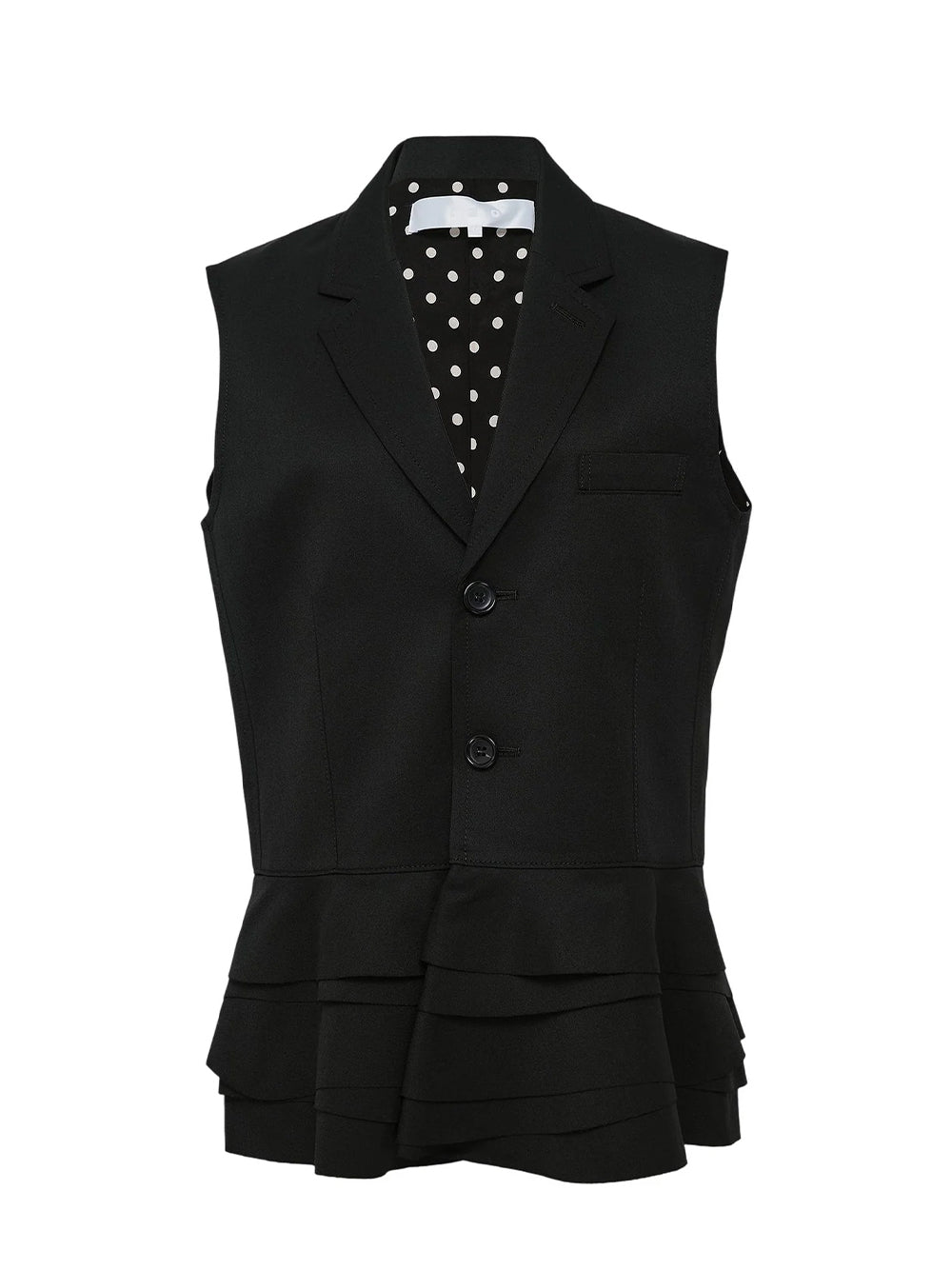 Yarn Dyed Wool Polyester Vest Black