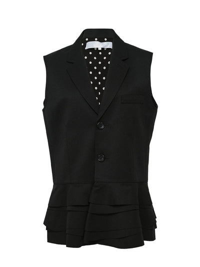 Yarn Dyed Wool Polyester Vest Black