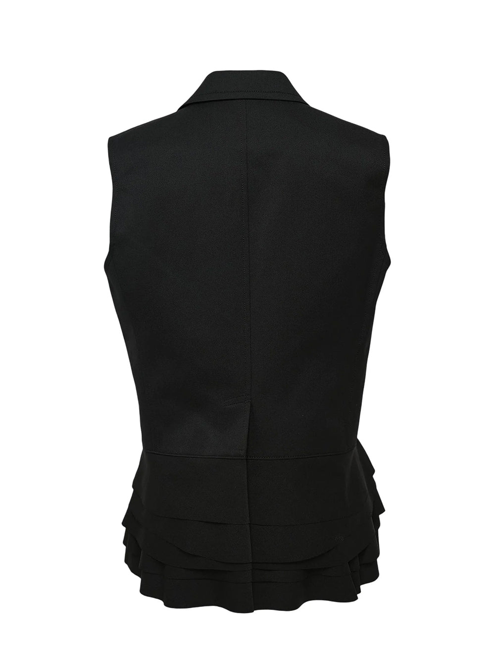 Yarn Dyed Wool Polyester Vest Black
