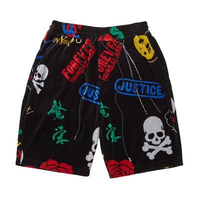 All-Over Design Velour Shorts Multi