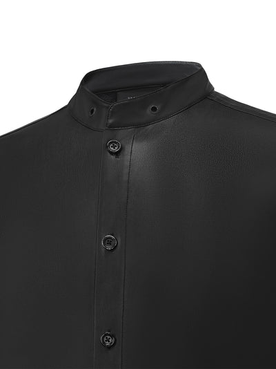 Acceptance Faux Leather Shirt Black