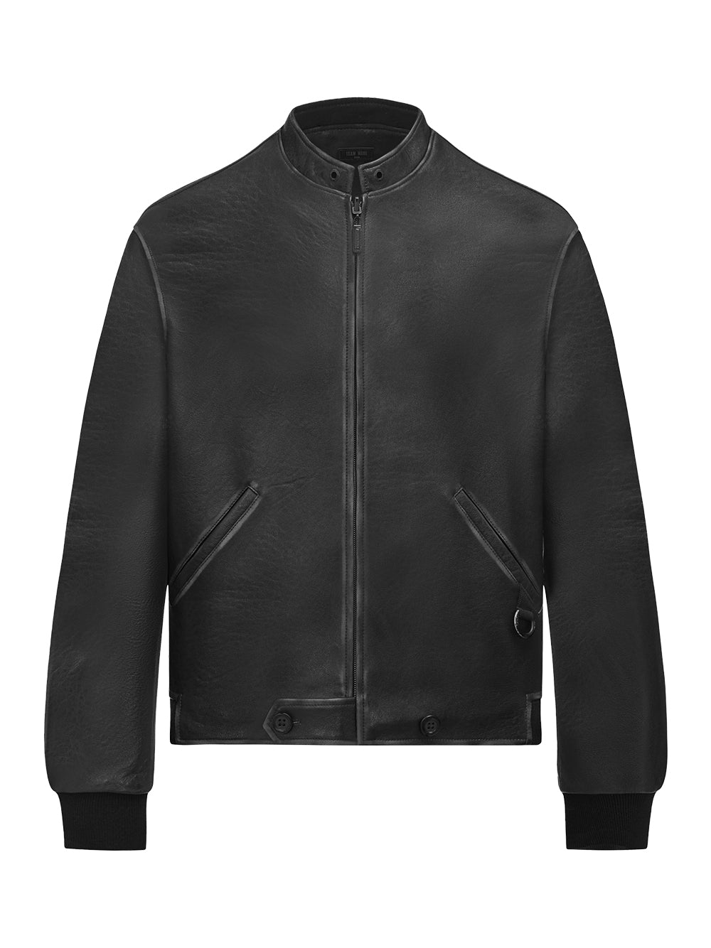 Acceptance Genuine Leather Zip-Up Jacket Black