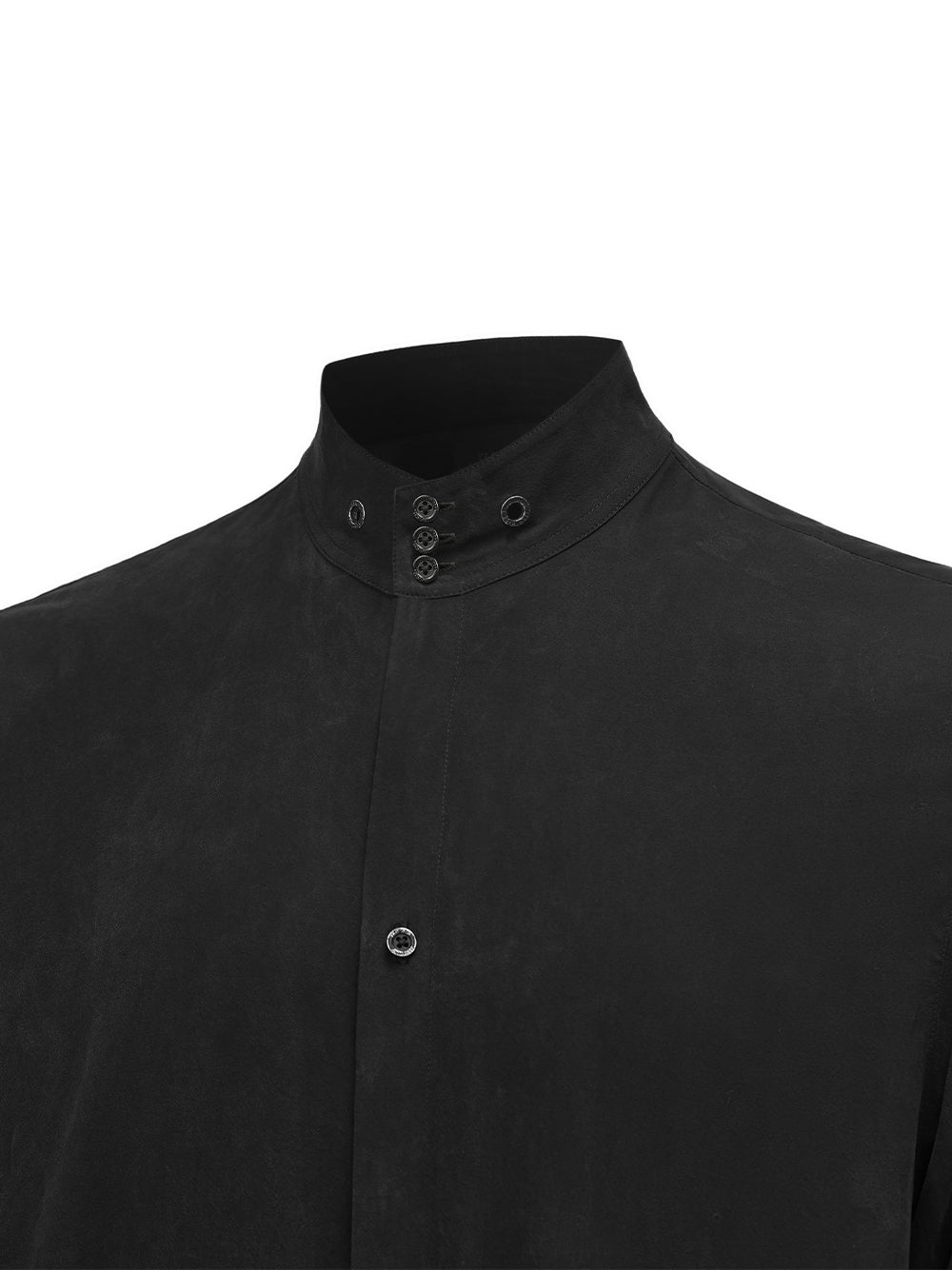 Acceptance Draped Stand-Collar Shirt Black