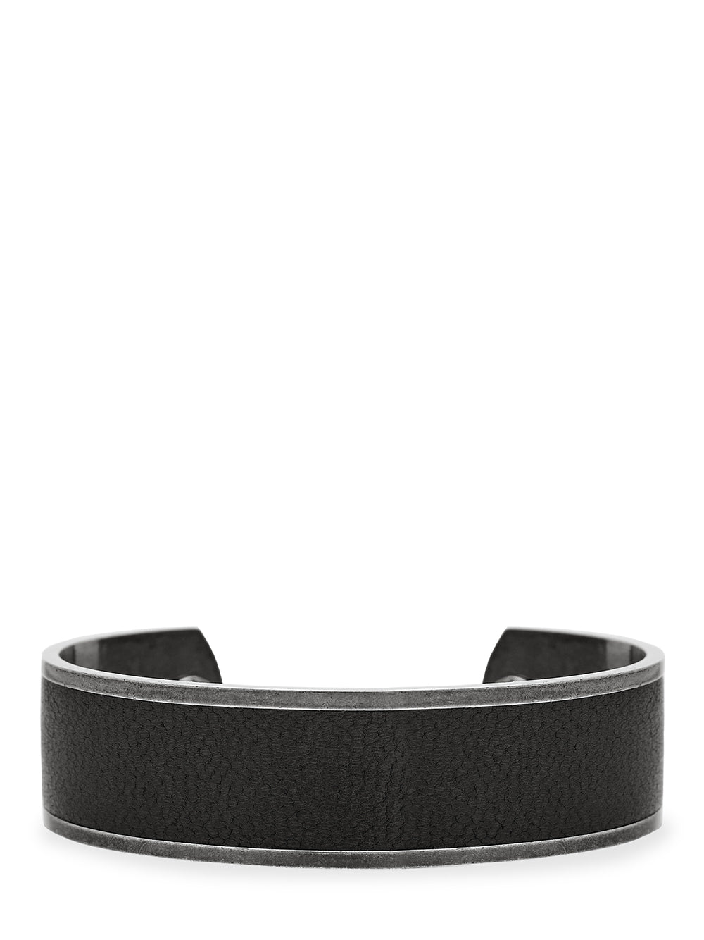 Acceptance Metal Leather Bangle Antique Silver&Black