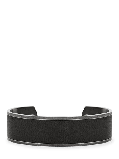 Acceptance Metal Leather Bangle Antique Silver&Black