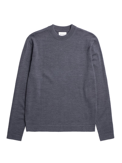 Tech Merino Crepe Crewneck (Charcoal Melange)