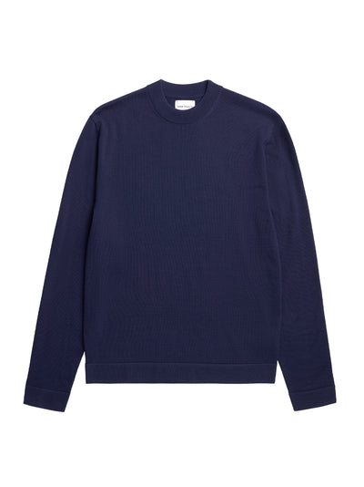 Tech Merino Crepe Crewneck (Dark Navy)