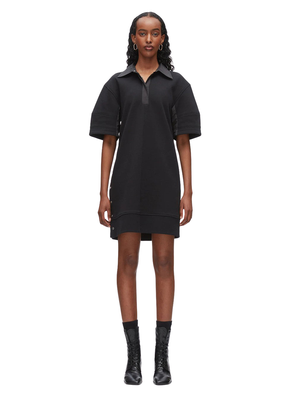 Terry Polo Dress (Black-Black)