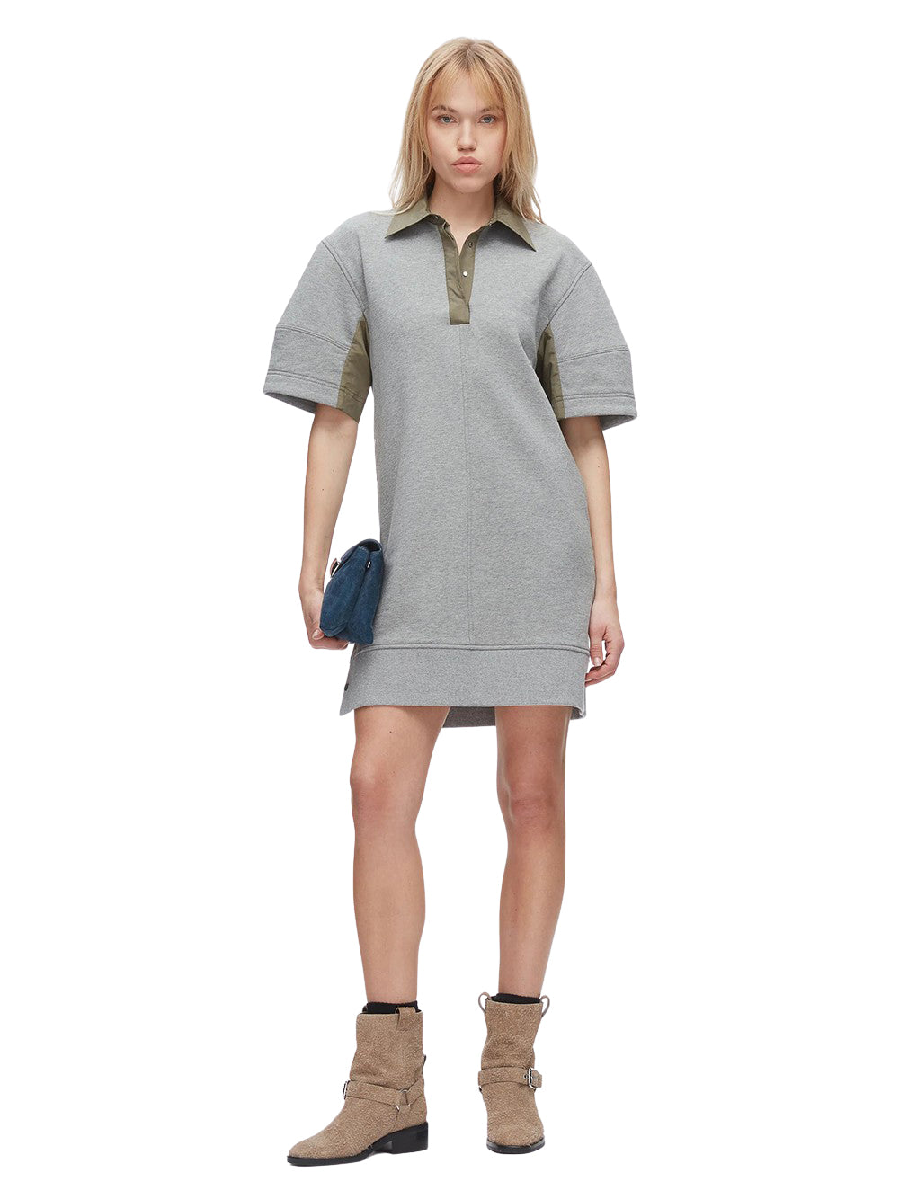 Terry Polo Dress (Grey Melange)