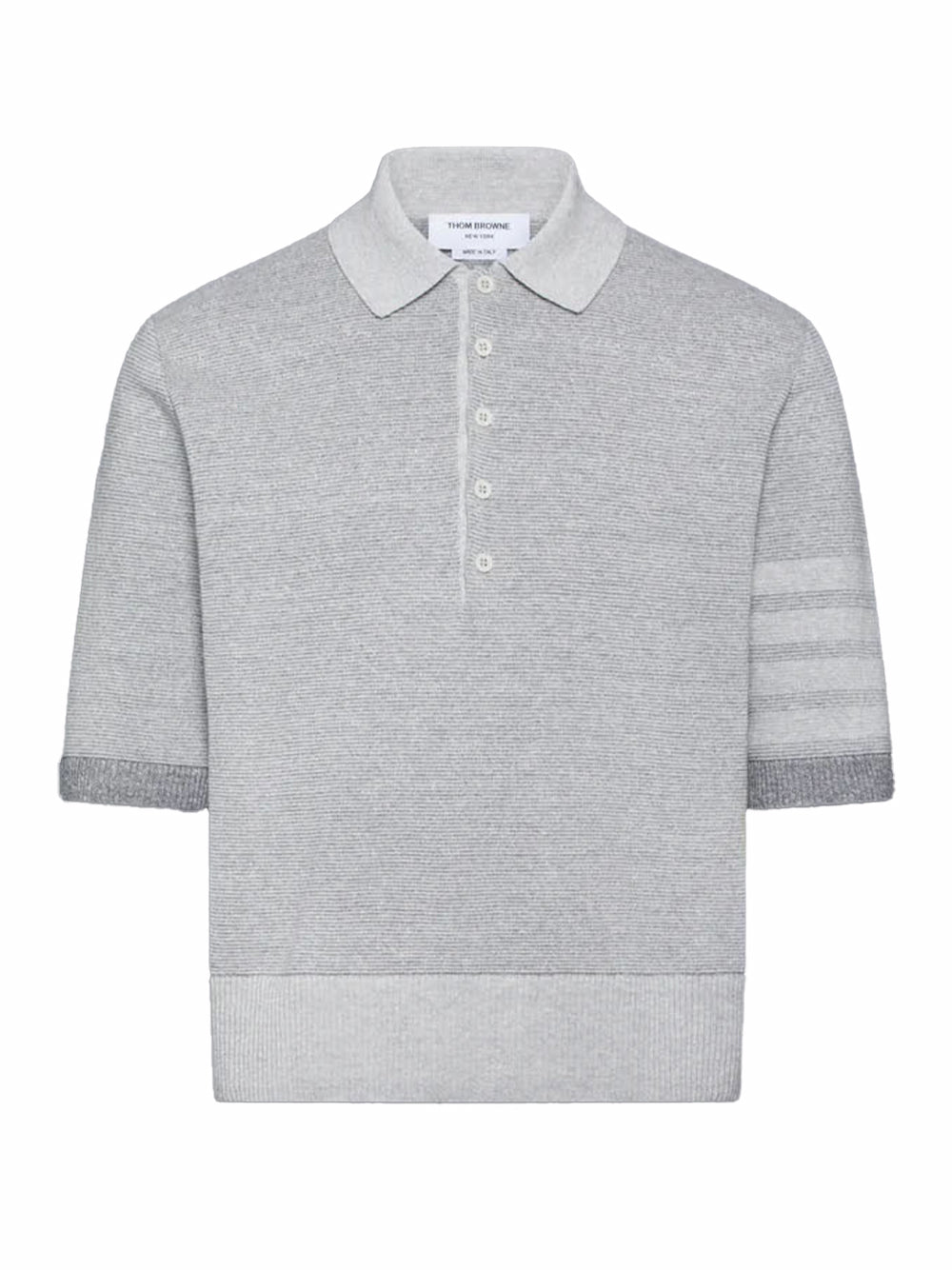 Textured Striped Stitch 4-Bar Relaxed Fit Polo (Tonal Grey)