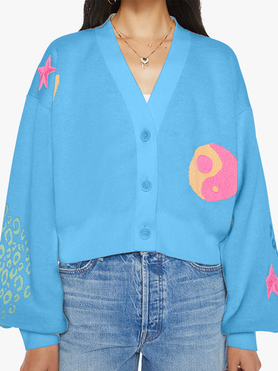 The Bell Sleeve Crop Cardigan (Shreddin Waves)