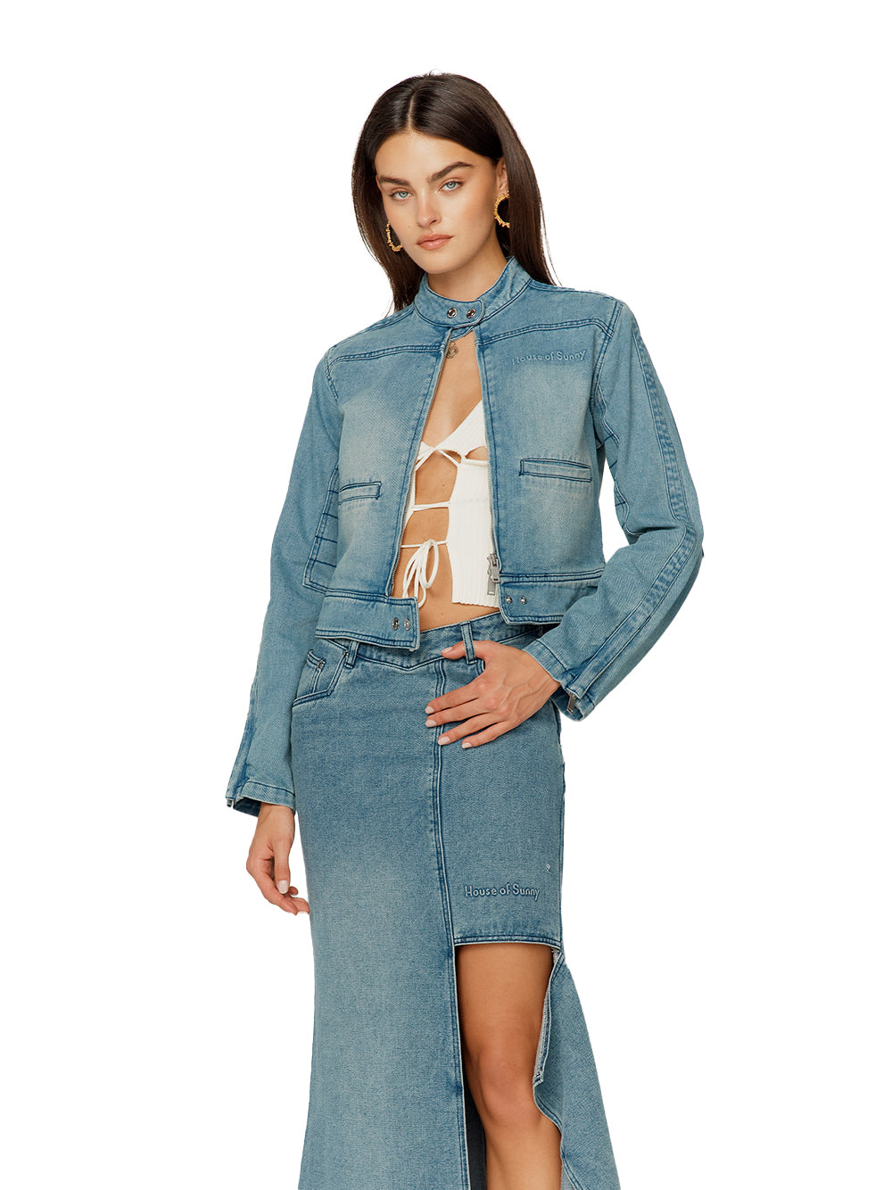 The Cascade Denim Skirt (Sky Blue)