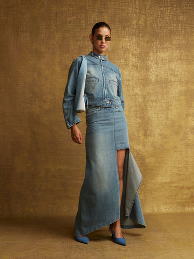 The Cascade Denim Skirt (Sky Blue)