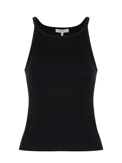 The Essential Rib Long String Tank (Black)