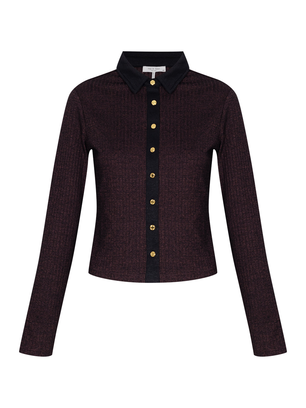 The Knit Contrast Long Sleeve Polo (Dark Brown)
