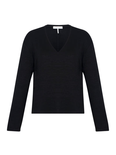 The Knit Vee Long Sleeve (Black)